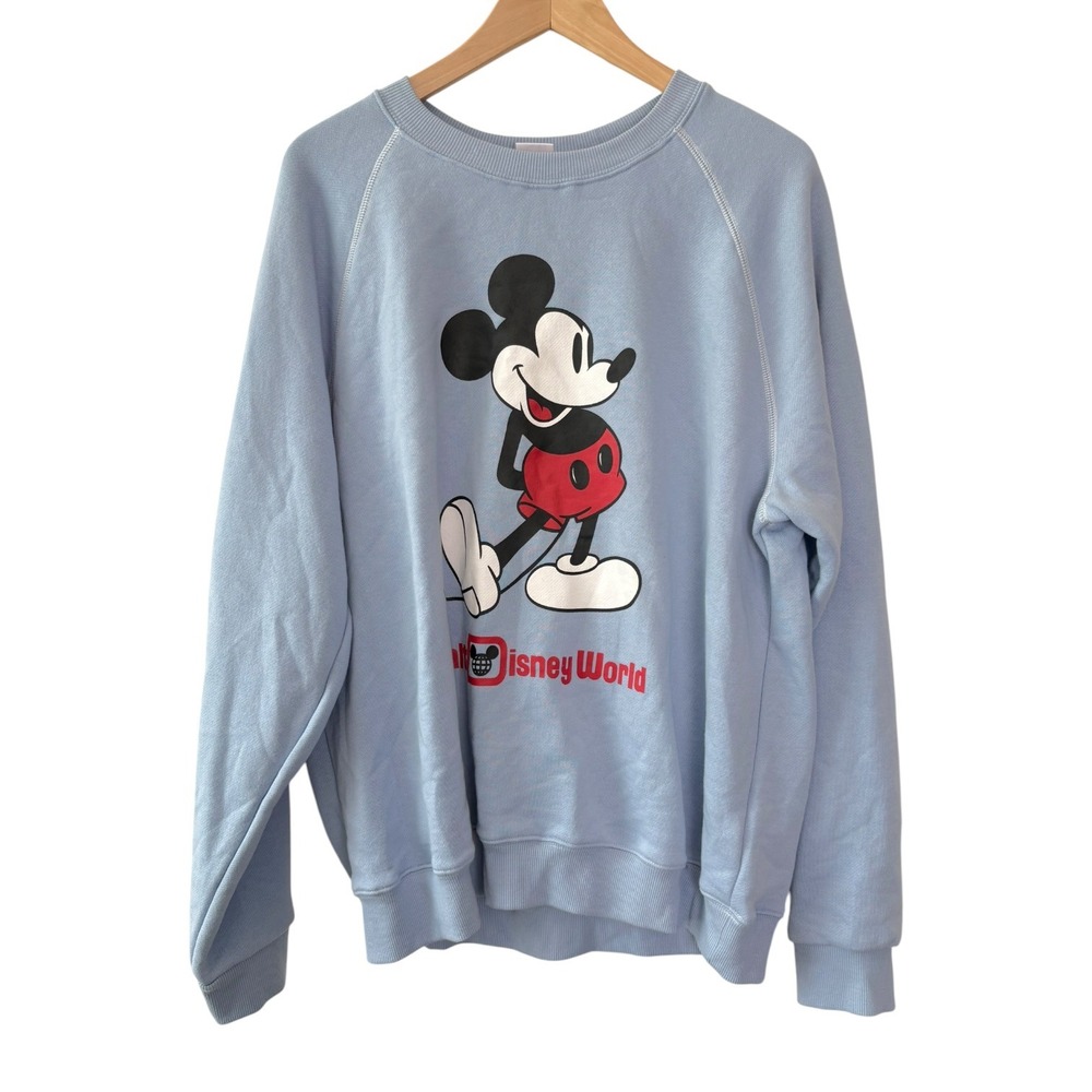 Walt Disney World Mickey Mouse Raglan Sweatshirt Light Blue Large Pullover